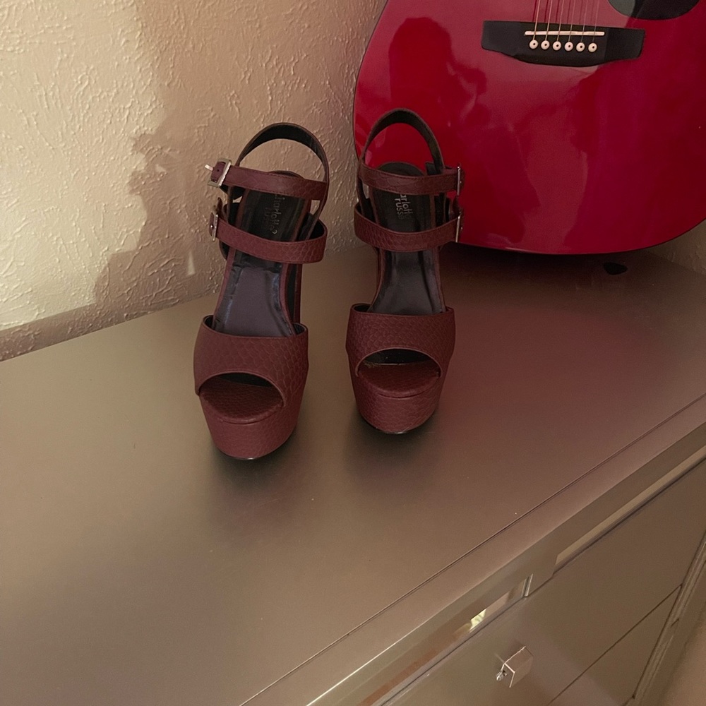Burgundy Platform Heels